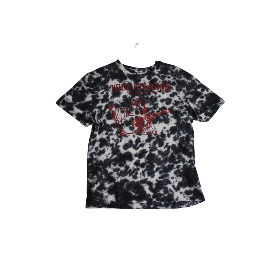 True Religion Short Sleeve Tie Dye Black White Tee Shirt Ladies Medium‎